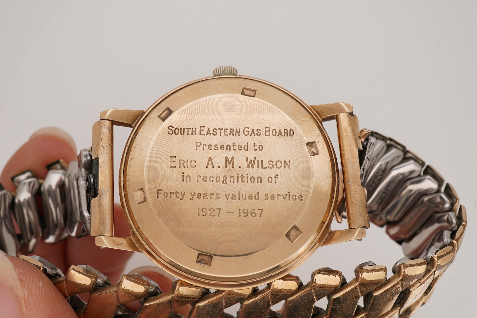 A gentleman's late 1960's 9ct gold Eterna manual wind wrist watch, retailed by Garrard